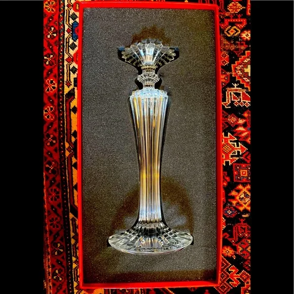 AUTHENTIC BACCARAT MILLE NUITS BOUGEOIR CRYSTAL CANDLESTICK SET OF TWO 2 - Picture 7 of 16